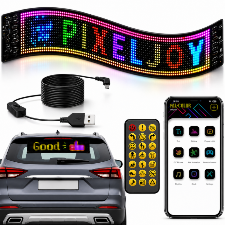 Programovatelný LED panel na sklo - vlastní texty, obrázky a animace